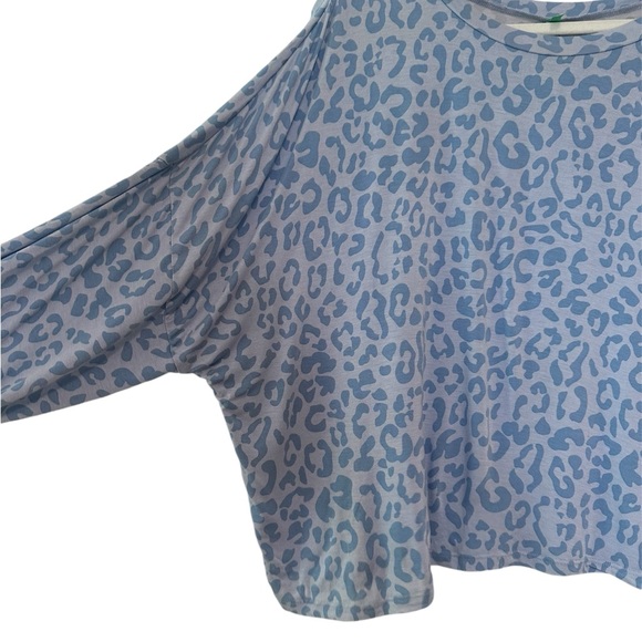 Honeydew Blue Leopard Print Oversized Long Sleeve Shirt XL - Picture 3 of 5